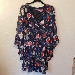 Betsey Johnson Floral Bell Sleeve Dress, Sz 4